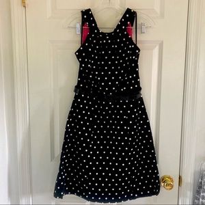 Black-and-white polka dot dress